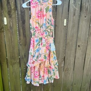 Eliza J Pink and Green Floral Dress